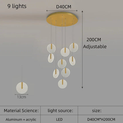 Lustre LED moderne pour escalier en colimaçon et plafond haut — LZ4X9P2