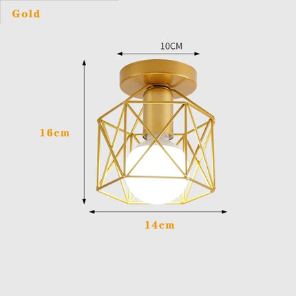 Plafonnier LED rétro en métal doré pour balcon et couloir — LZ4G7Q2