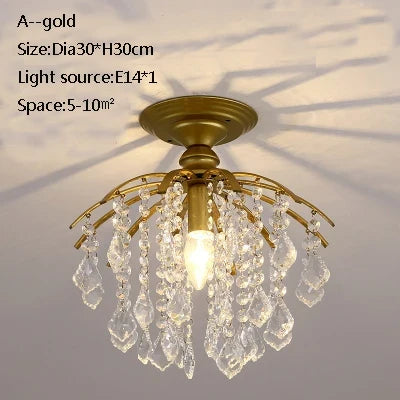 Plafonnier LED en cristal doré pour décoration contemporaine — LZ4X9JQ