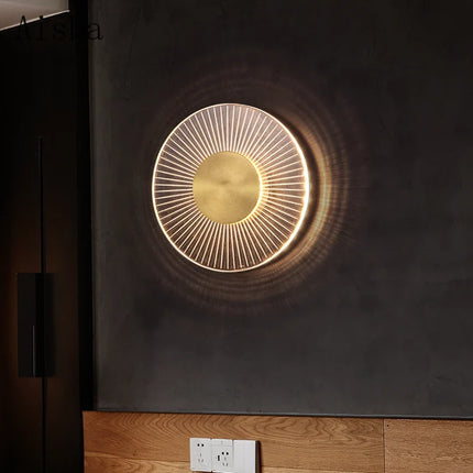 Applique murale LED ronde en cuivre au design créatif pour intérieur moderne — LZ4X9P2