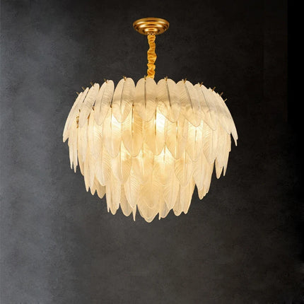 LED moderne verre blanc plume d'oie or argent Lustre éclairage Lustre lampes suspendues Suspension Luminaire Lampen pour Foyer