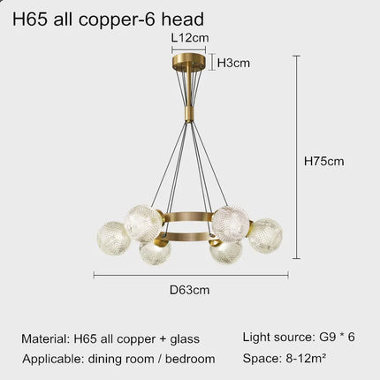 Lustre suspension en cuivre au design postmoderne nordique — LZ4X9P