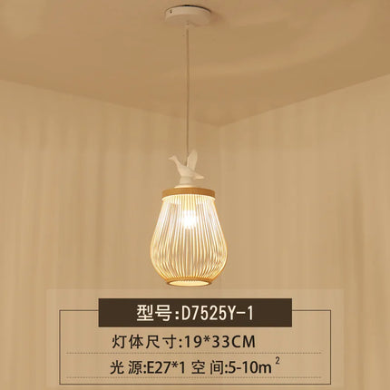 suspension moderne en bois et bambou design oiseau décoratif