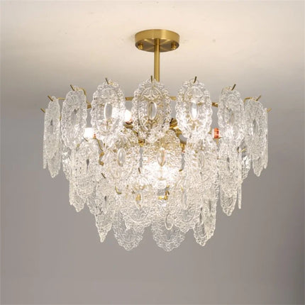 Lustre rond en cristal doré à LED design moderne — LZ4X9T2