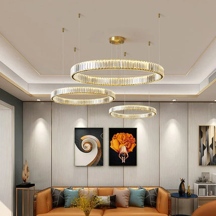 Lustre suspension moderne en cristal pour intérieur élégant — LZ4X9Q