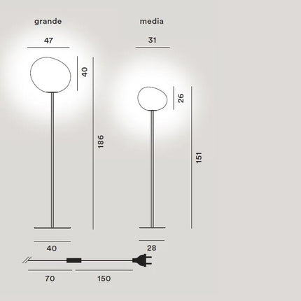 Lampadaire design en verre avec éclairage LED décoratif Foscarini — LZ4N7Q2
