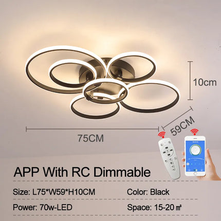 Plafonnier LED moderne cercle dimmable avec télécommande pour salon et chambre — LZ4X9J