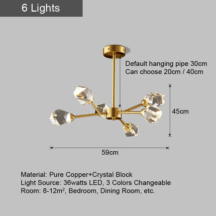 lustre spoutnik design moderne pour décoration intérieure en cristal