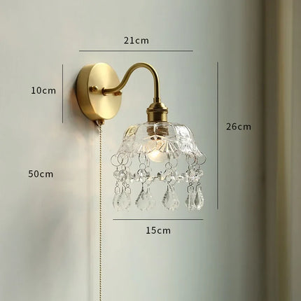 applique murale nordique moderne LED lampe à côté de l'interrupteur à chaîne chambre salle de bain miroir escalier lumière verre cuivre