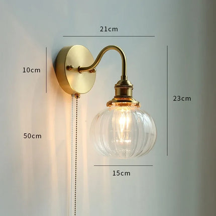 applique murale nordique moderne LED lampe à côté de l'interrupteur à chaîne chambre salle de bain miroir escalier lumière verre cuivre