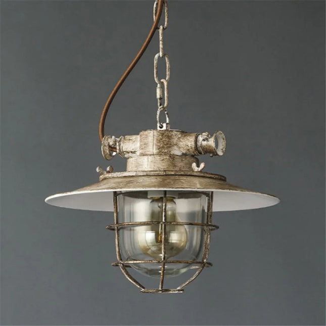 Suspension industrielle LED vintage en fer et verre antidéflagrant — LZ4X9M2