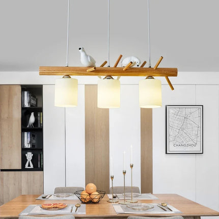 Lampe de table LED nordique avec suspension oiseau en bois — LZ4X9T2