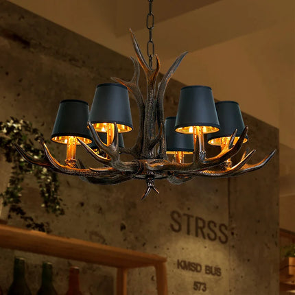 lustre vintage amérique pour café bar hôtel avec suspension deerhorn