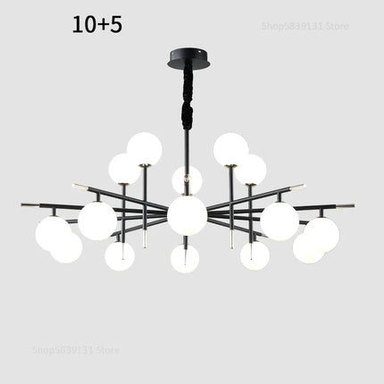 Lustre nordique en fer avec boule de verre LED pour restaurant — LZ4P9XQ