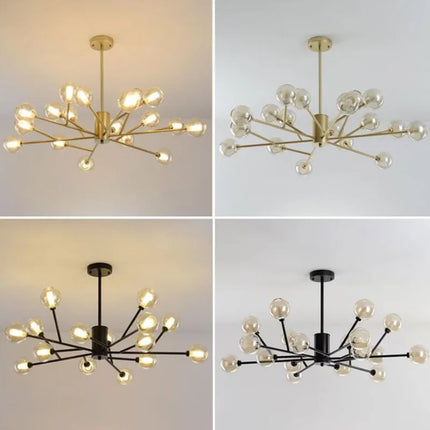 Lustre suspension globe industriel en verre et fer noir vintage — LZ4X9T2