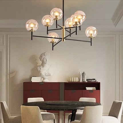 Lustre suspension industriel nordique 6 lumières ampoules en verre à bulles — LZ4X9T