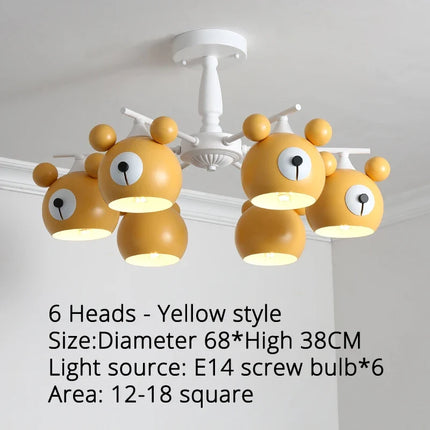 Lustre enfant lumineux avec motif ours en dessin animé — LZQ7M2
