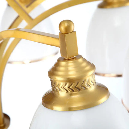 Lustre en cuivre avec abat-jour en verre blanc — LZ4X9T
