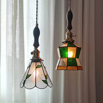 Lustre nordique en cuivre avec verre coloré — LZ4X9P2