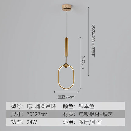 suspension LED en cristal doré au design nordique moderne