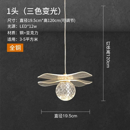 Lustre moderne LED en acrylique et cuivre forme feuille de lotus — LZ7XQ2