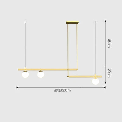 Lustre moderne en métal doré avec suspension en verre blanc — LZ4X9T2