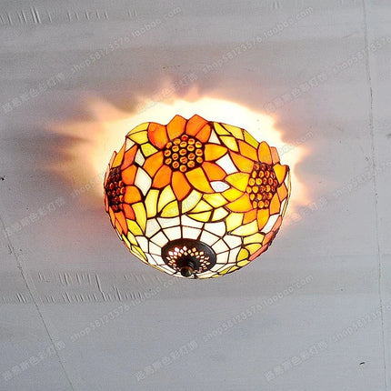 Plafonnier en verre style Tiffany pour éclairage rétro artistique — LZ4P9X