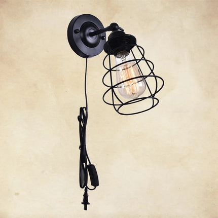 Lampe de chevet en fer avec ampoule rétro et interrupteur intégré — LZ4X9P