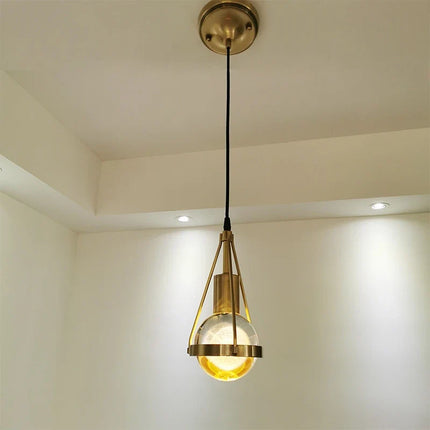 Suspension LED style loft en cuivre avec cristal nordique — LZ4X9P2Q