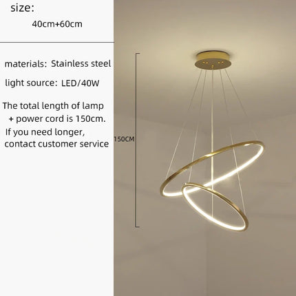 Lustre suspension cercle doré style nordique pour intérieur — LZ4D7XQ