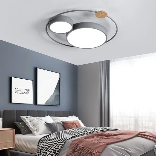 Plafonnier LED rond nordique en bois et acrylique macaron — LZ4X9P