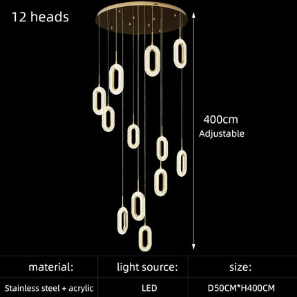 Lustre doré moderne pour décoration intérieure d’escalier et restaurant — LZ4XJ9