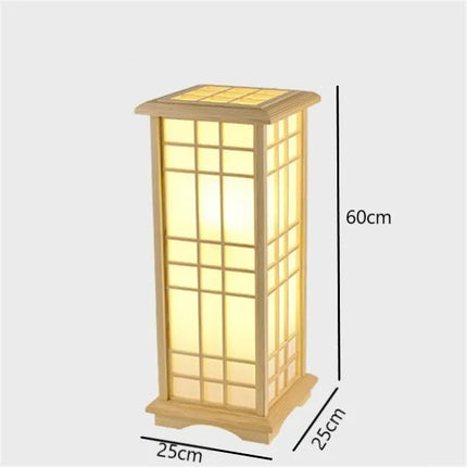 Lampadaire LED japonais moderne en bois massif style Tatami — LZ4X9J