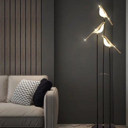 Lampadaire LED postmoderne oiseau doré galvanoplastie pour salon et chambre — LZ4X9J