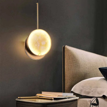 Suspension ronde à deux LED en marbre naturel pour intérieur — LZ4M9XQ