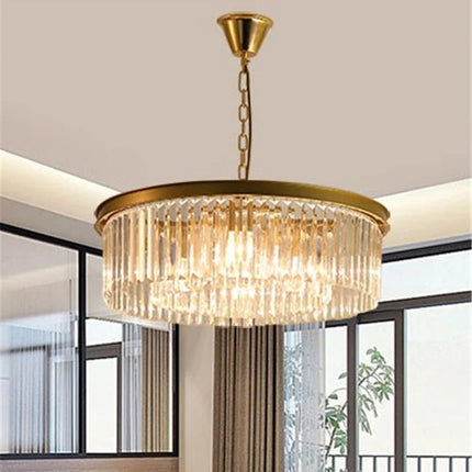 Lustre suspension rond en verre transparent design cristal — LZ4X9P