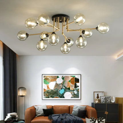 Lustre suspension en verre avec éclairage décoratif contemporain — LZ4X9T2