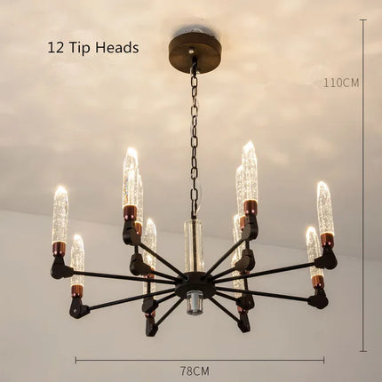 Lustre suspension nordique en fer et cristal moderne — LZ4X9V