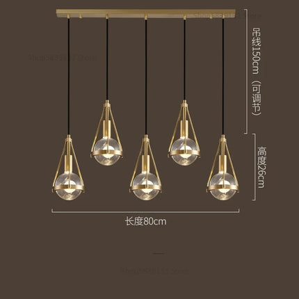 Suspension LED style loft en cuivre avec cristal nordique — LZ4X9P2Q