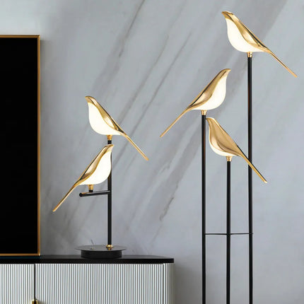 Lampe de table LED design postmoderne oiseau en alliage et acrylique doré — LZ4X9P