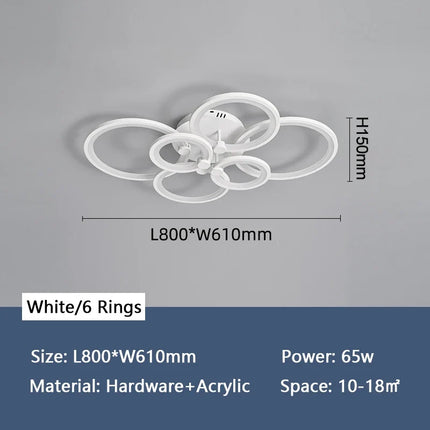 lustre moderne à anneaux circulaires avec éclairage led
