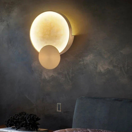 Suspension ronde à deux LED en marbre naturel pour intérieur — LZ4M9XQ