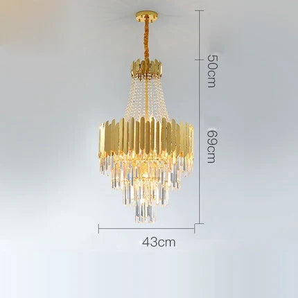Lustre Art Déco en cristal et acier inoxydable avec éclairage LED — LZQ7D2