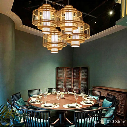 Suspension lumineuse en bois style chinois pour restaurant japonais — LZ4G7T9