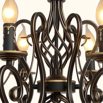 Lustre vintage européen en fer avec bougies LED intégrées — LZ4XJ9