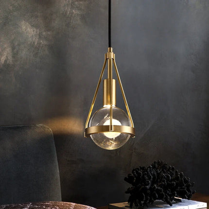 Suspension LED style loft en cuivre avec cristal nordique — LZ4X9P2Q