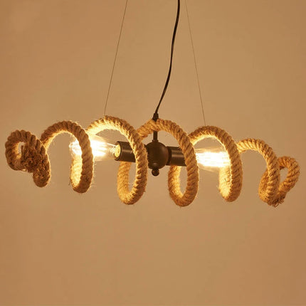 Lustre suspension rétro en corde de chanvre pour bar et café — LZ4X9T2