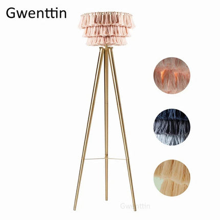 Lampadaire décoratif en fil de soie avec trépied style nordique — LZ4X9M