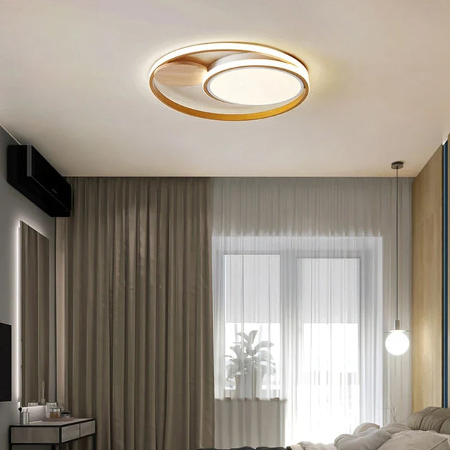 Plafonnier LED moderne en bois et acrylique style japonais — LZ4X9P2