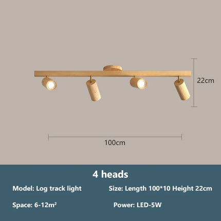 Plafonnier LED à spots sur rail style nordique en bois pour salon et magasin — LZ4X9T2